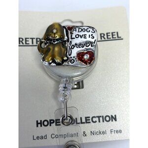 Dog-Themed Retractable ID Badge Reel "A Dogs Love Is Forever" Hope Collection  L